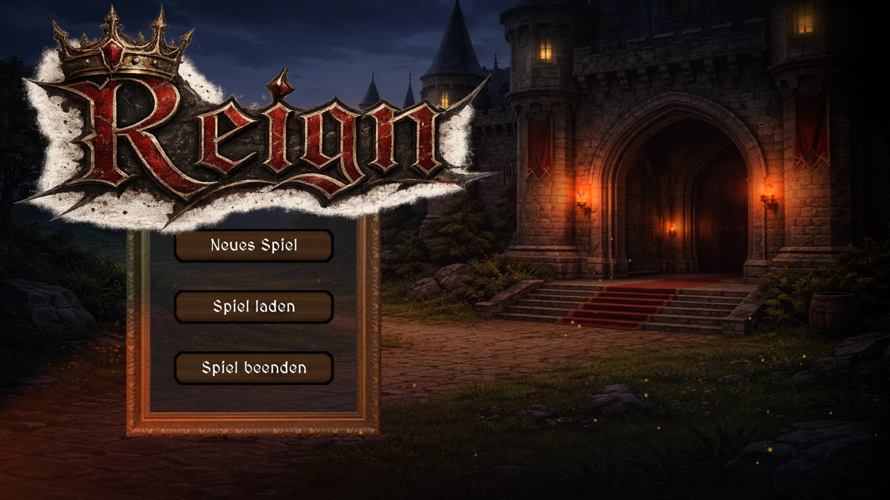 Reign – Thronsaal mit Audienz-Event und Ressourcenleiste
